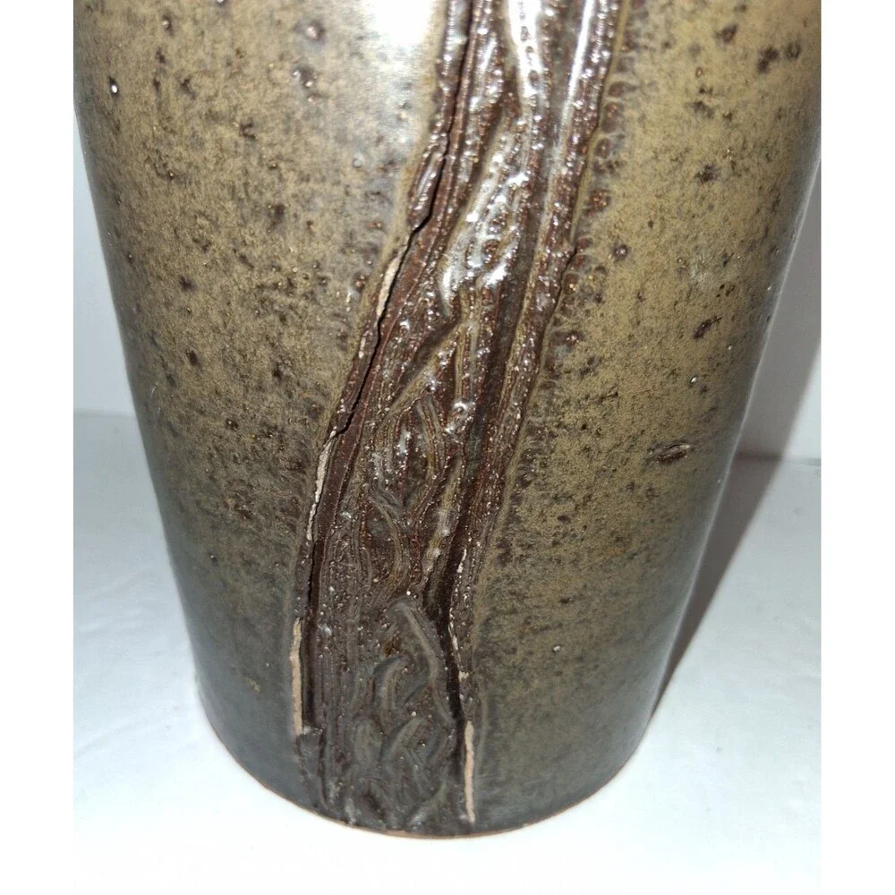 Vintage Japanese Studio Art Pottery Cylinder Ikebana Vase